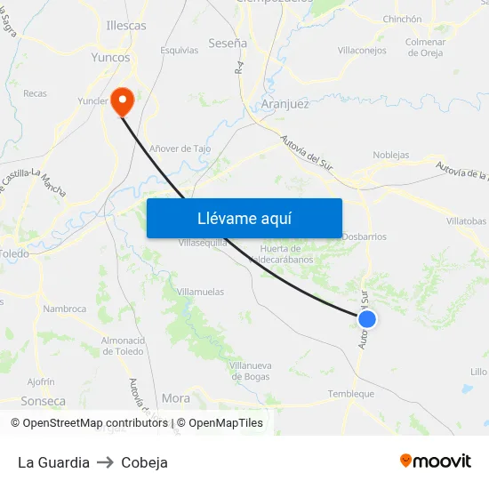 La Guardia to Cobeja map