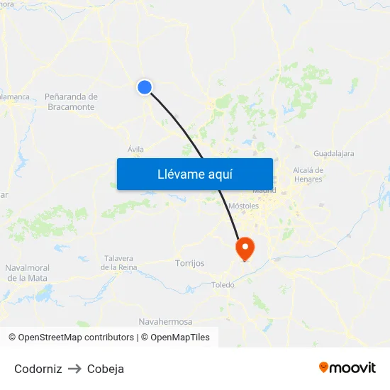 Codorniz to Cobeja map