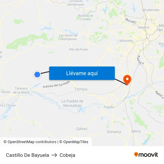 Castillo De Bayuela to Cobeja map