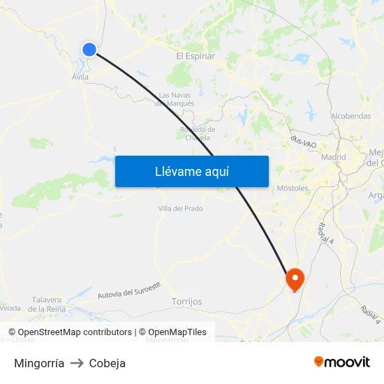 Mingorría to Cobeja map