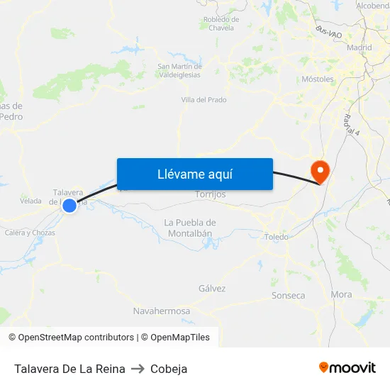 Talavera De La Reina to Cobeja map