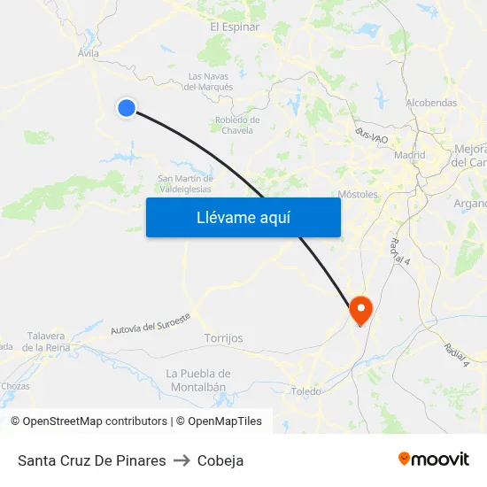 Santa Cruz De Pinares to Cobeja map