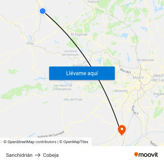 Sanchidrián to Cobeja map