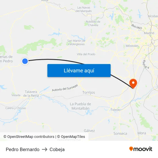 Pedro Bernardo to Cobeja map