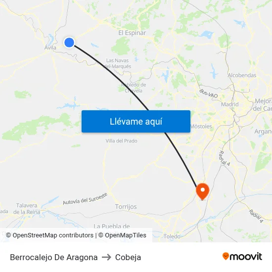 Berrocalejo De Aragona to Cobeja map