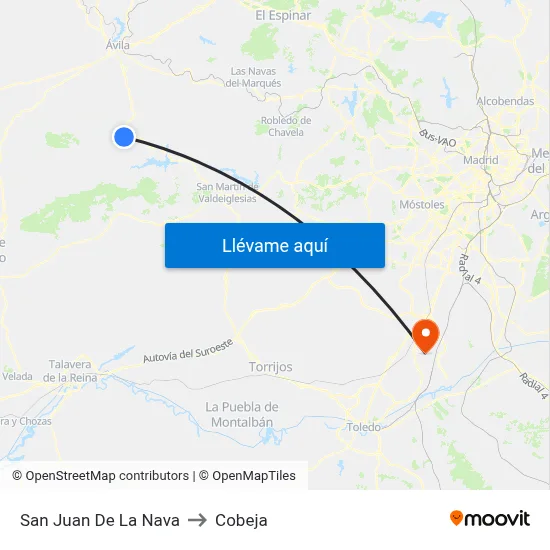San Juan De La Nava to Cobeja map