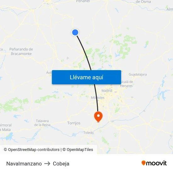 Navalmanzano to Cobeja map