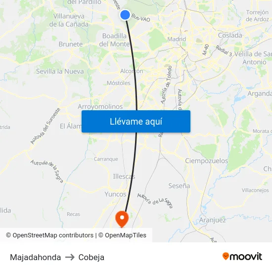 Majadahonda to Cobeja map