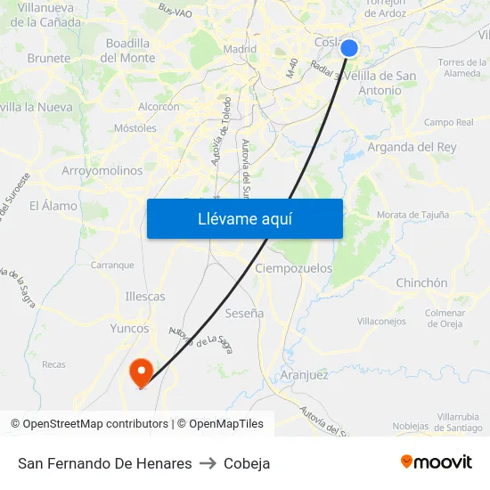 San Fernando De Henares to Cobeja map