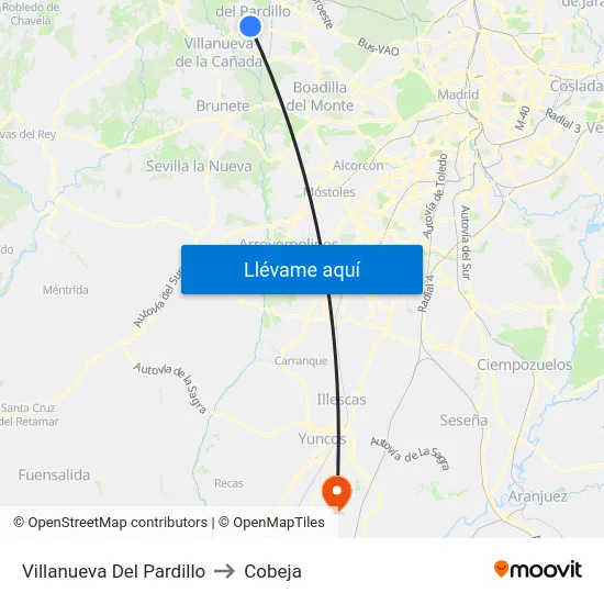 Villanueva Del Pardillo to Cobeja map