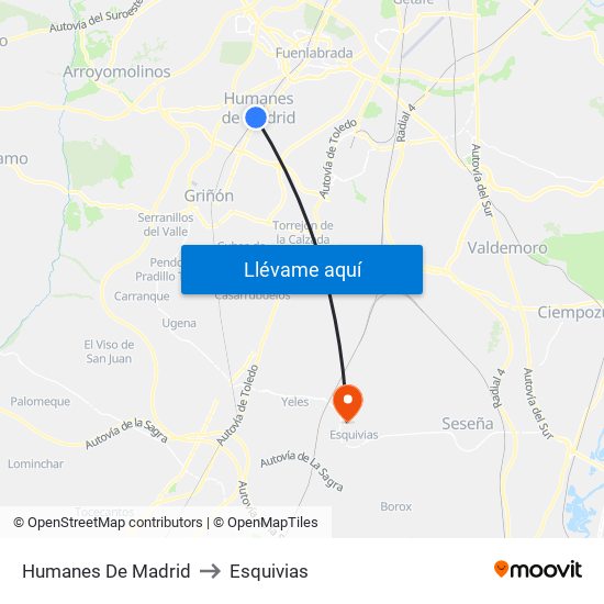 Humanes De Madrid to Esquivias map