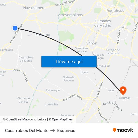 Casarrubios Del Monte to Esquivias map