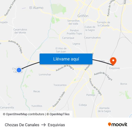 Chozas De Canales to Esquivias map
