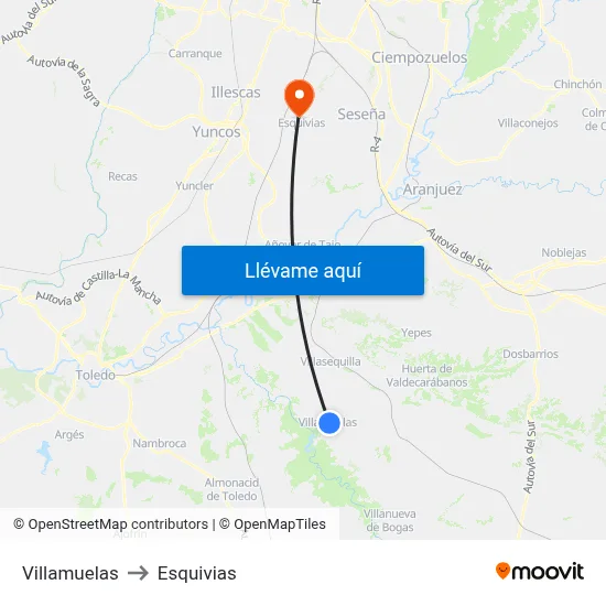 Villamuelas to Esquivias map
