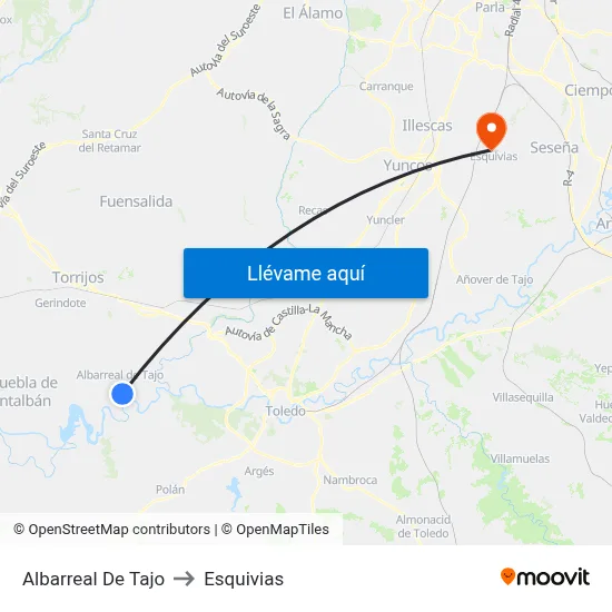 Albarreal De Tajo to Esquivias map