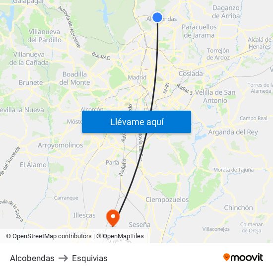Alcobendas to Esquivias map