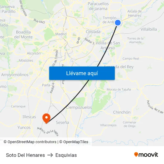 Soto Del Henares to Esquivias map