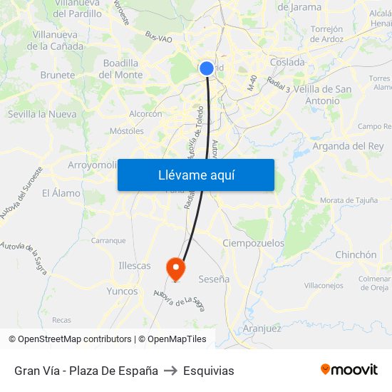 Gran Vía - Plaza De España to Esquivias map
