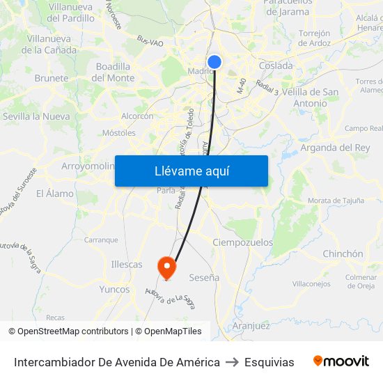 Intercambiador De Avenida De América to Esquivias map
