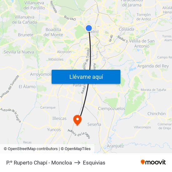 P.º Ruperto Chapí - Moncloa to Esquivias map
