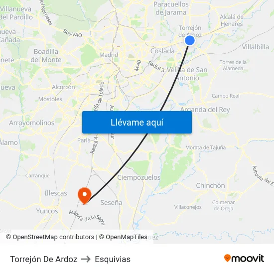 Torrejón De Ardoz to Esquivias map