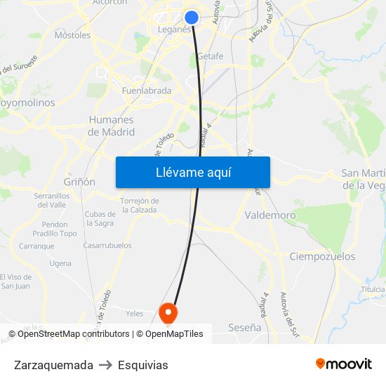 Zarzaquemada to Esquivias map