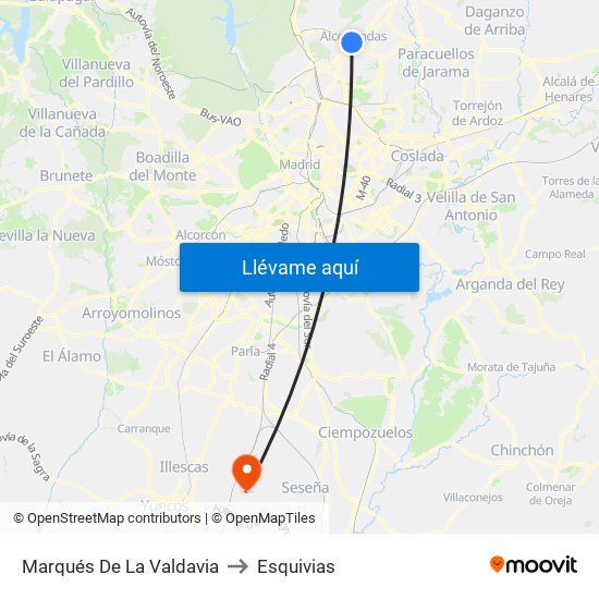 Marqués De La Valdavia to Esquivias map