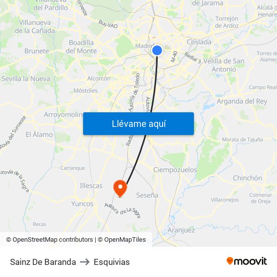 Sainz De Baranda to Esquivias map