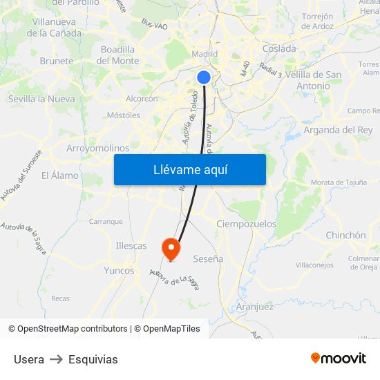 Usera to Esquivias map