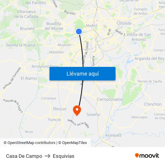 Casa De Campo to Esquivias map