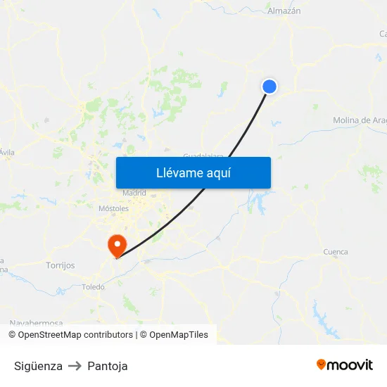Sigüenza to Pantoja map