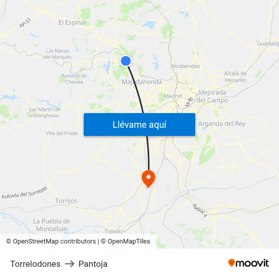 Torrelodones to Pantoja map