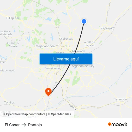 El Casar to Pantoja map