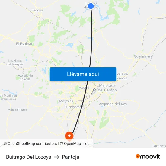 Buitrago Del Lozoya to Pantoja map