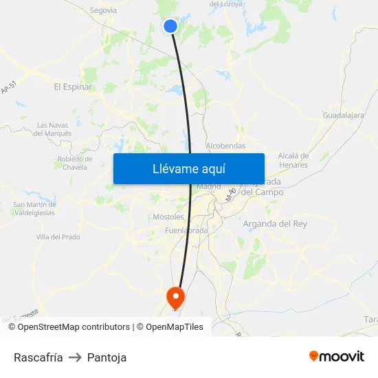 Rascafría to Pantoja map
