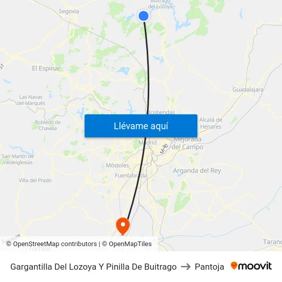 Gargantilla Del Lozoya Y Pinilla De Buitrago to Pantoja map