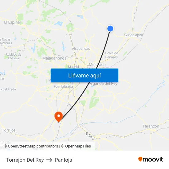 Torrejón Del Rey to Pantoja map