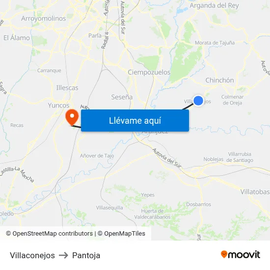 Villaconejos to Pantoja map