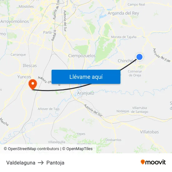 Valdelaguna to Pantoja map