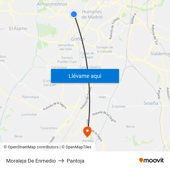 Moraleja De Enmedio to Pantoja map