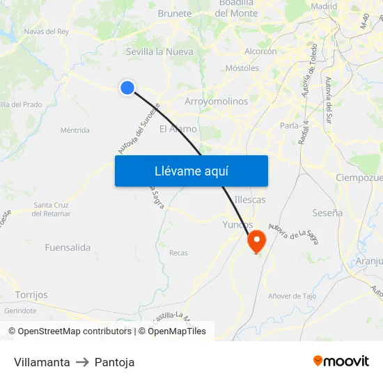 Villamanta to Pantoja map