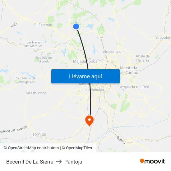 Becerril De La Sierra to Pantoja map