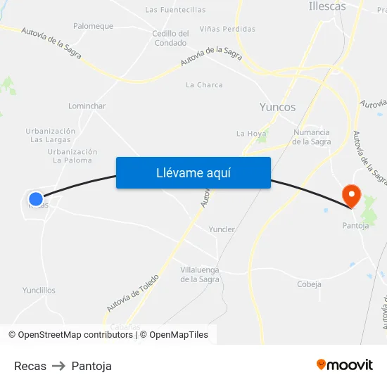 Recas to Pantoja map