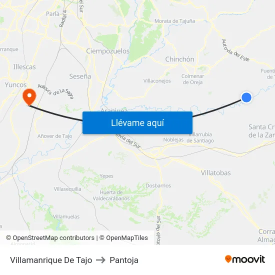 Villamanrique De Tajo to Pantoja map