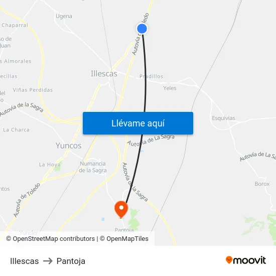 Illescas to Pantoja map