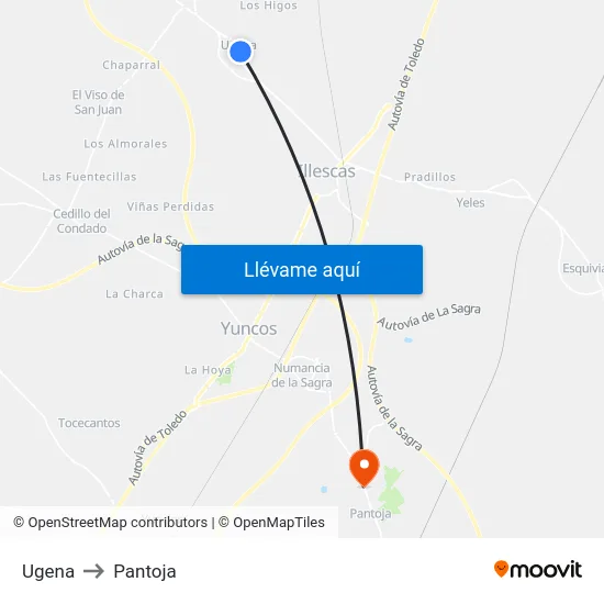 Ugena to Pantoja map