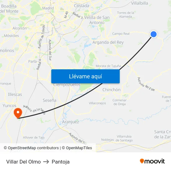 Villar Del Olmo to Pantoja map