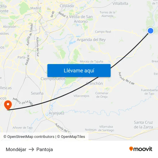 Mondéjar to Pantoja map