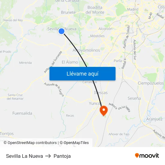 Sevilla La Nueva to Pantoja map