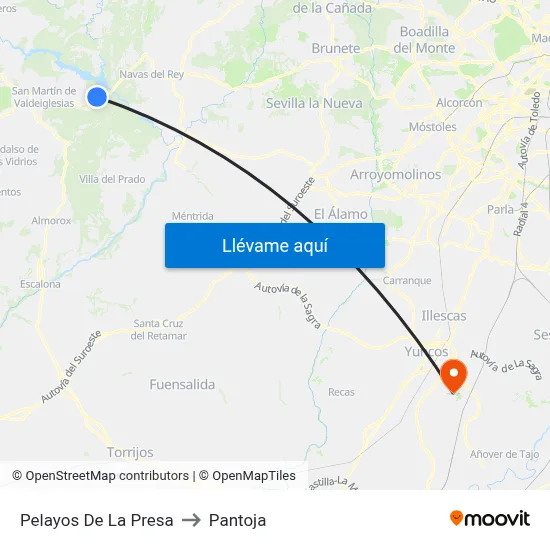 Pelayos De La Presa to Pantoja map